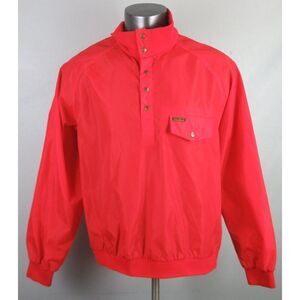 Vintage Eddie Bauer Red Windbreaker Snap Button Size XXL Nylon Solid Long Sleeve